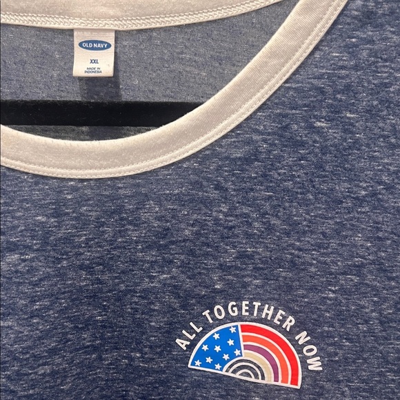 Old Navy Blue Tee with White and Red Graphic NWOT - Picture 2 of 3